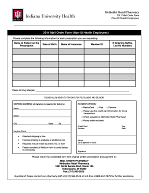 Methodist Retail Pharmacy Mail Order Form