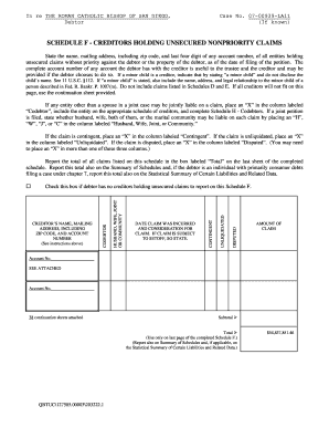 Schedule F - Creditors Holding Unsecured Nonpriority Claims