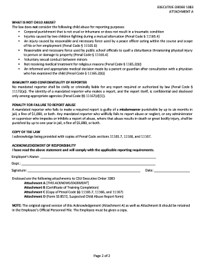 California Mandated Reporter Acknowledgement Form