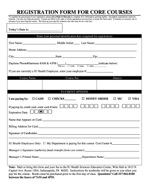 IU Health Core Course Registration Form