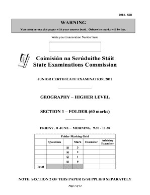 Junior Certificate Geography Exam Paper