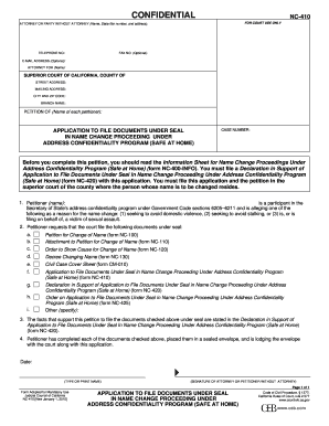 California Name Change Application Under Safe at Home