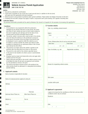 Brisbane City Council Vehicle Access Permit Application