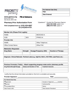 Pharmacy Prior Authorization Form