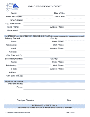 Employee Emergency Contact Form