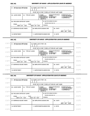 University of Hawaii Leave of Absence Application