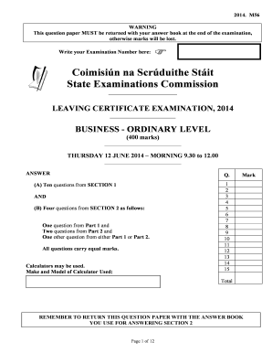 Leaving Certificate Business Exam Paper