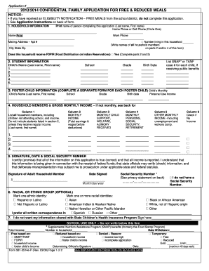 Free and Reduced Meals Application Form