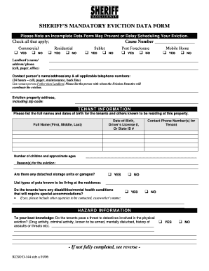 Sheriff’s Mandatory Eviction Data Form