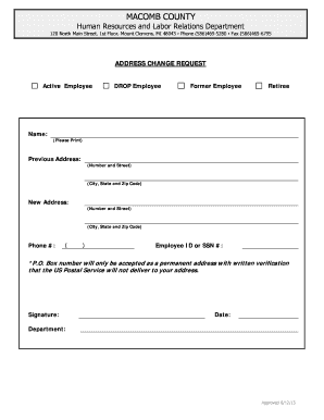 Macomb County Address Change Request