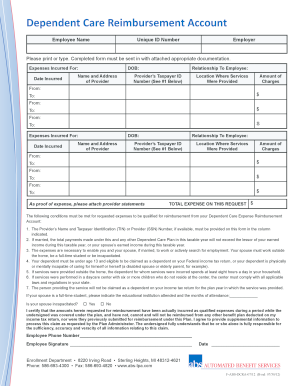Dependent Care Reimbursement Account Form