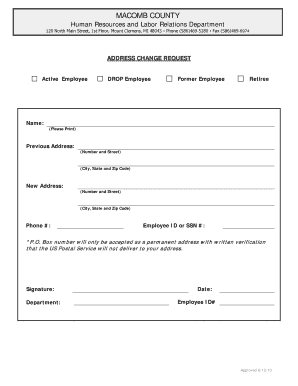 Macomb County Address Change Request