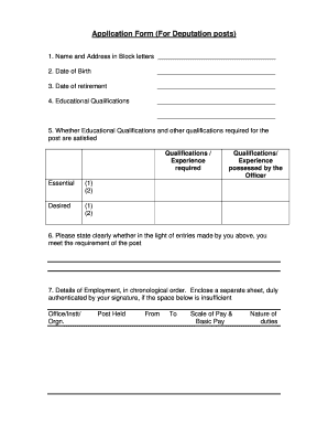 Application Form for Deputation Posts