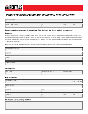 Property Information and Condition Requirements Form