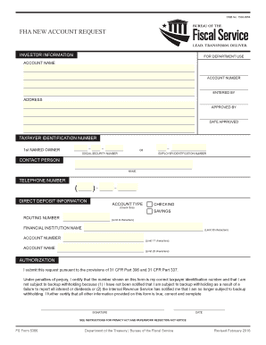 FHA New Account Request Form