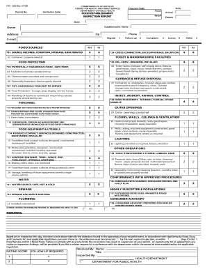 Kentucky Food Establishment Inspection Report