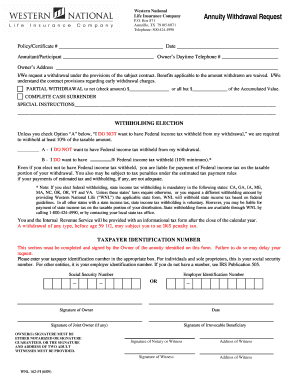 Annuity Withdrawal Request Form