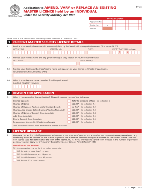 NSW Master Security Licence Amendment Application