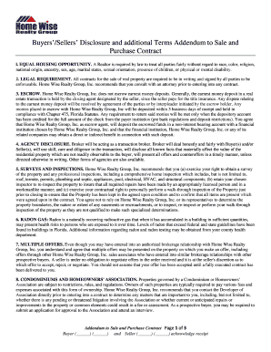 Buyers' and Sellers' Disclosure Addendum