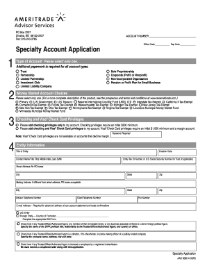 Specialty Account Application