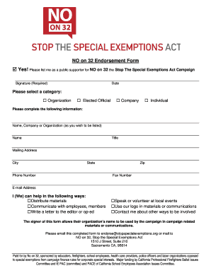 NO on 32 Endorsement Form