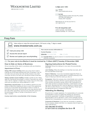 Woolworths Limited Proxy Form