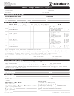 Idaho Change Form Large Employer