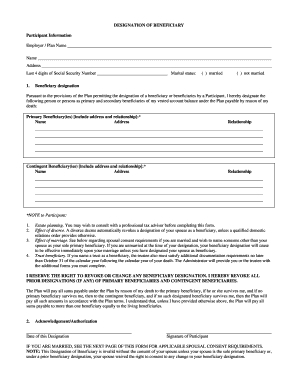 Designation of Beneficiary Form
