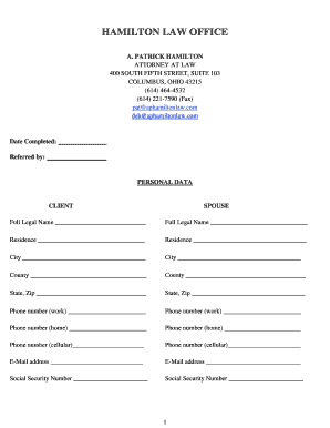 Ohio Divorce Intake Form