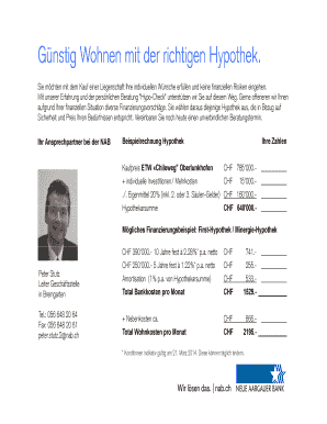 Schweizer Hypothekenantragsformular