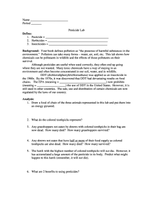 Pesticide Lab Worksheet