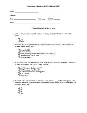 Continuing Education Quiz on Cardiac Arrest