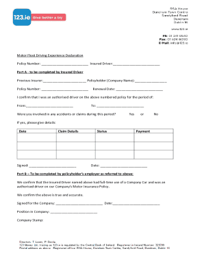Motor Fleet Driving Experience Declaration