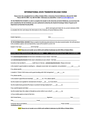 SEVIS Transfer Release Form