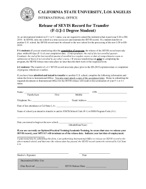 Release of SEVIS Record for Transfer