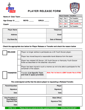 Player Release Form