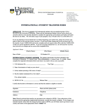 International Student Transfer Form