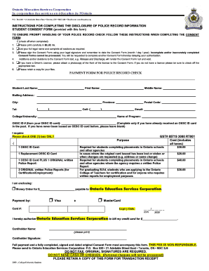Ontario Police Record Check Consent Form