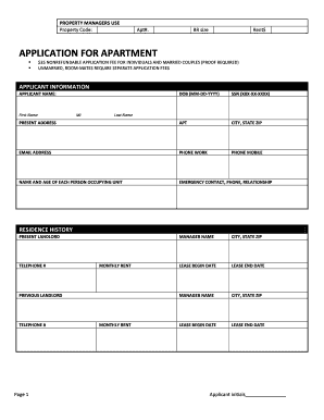 Apartment Rental Application Form