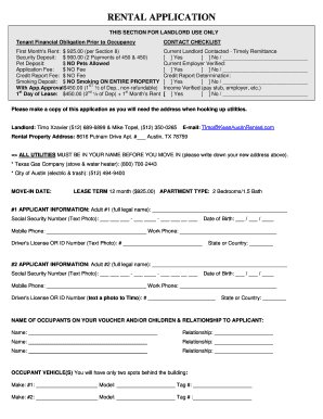 Texas Rental Application Form
