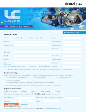 Esri India User Conference Registration Form