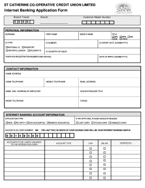 St Catherine Co-operative Credit Union Internet Banking Application Form