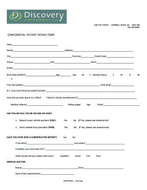 Confidential Patient Intake Form