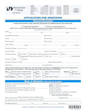 Miami Dade College Application for Admission