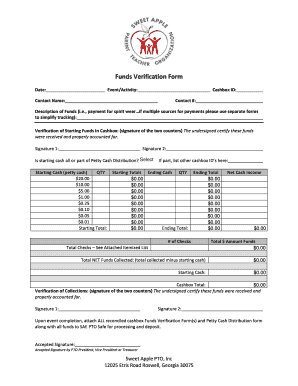 Funds Verification Form - my PTO - sweetappleelementary my-pto