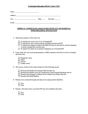 Continuing Education Quiz