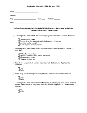 Continuing Education Quiz