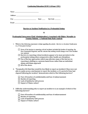 Continuing Education Quiz