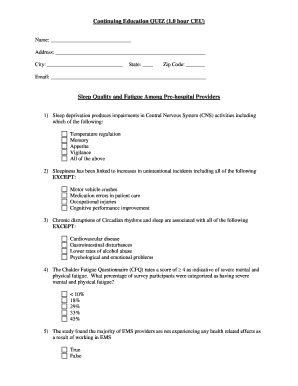 Continuing Education Quiz
