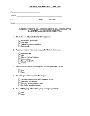 Continuing Education Quiz on Defibrillation
